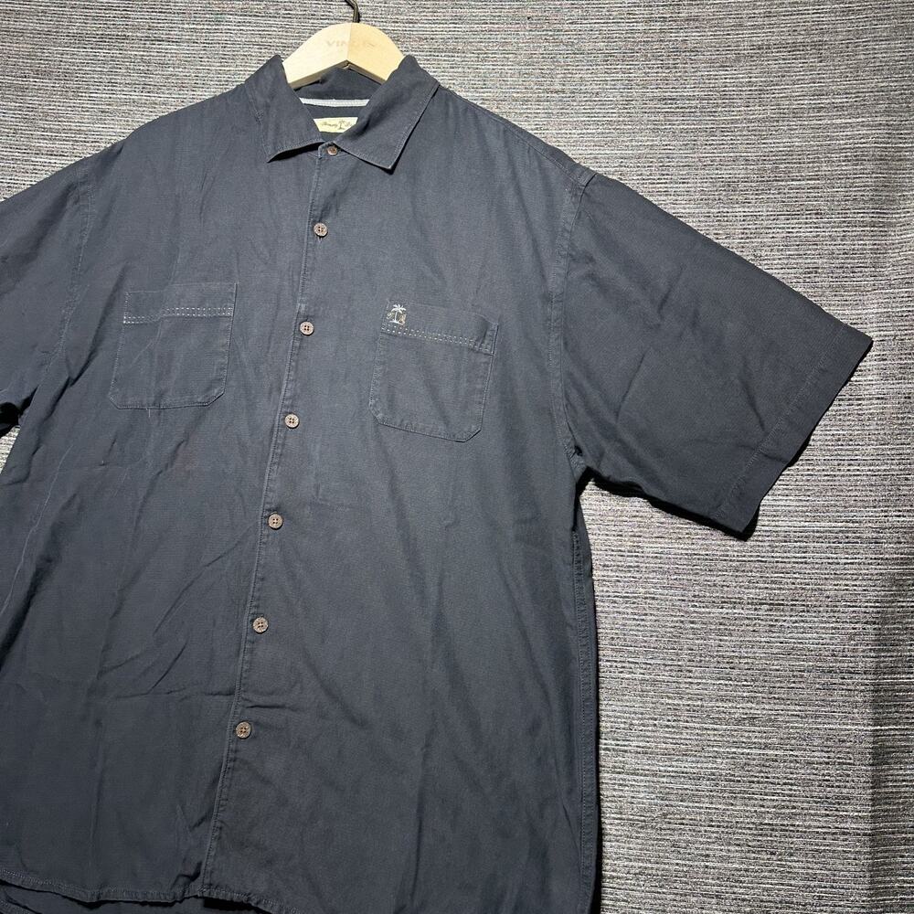 Tommy Bahama Shirt Men's XL Black Silk Camp Short Sleeve Button Up Hawaiian - Picture 4 of 12